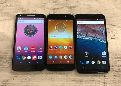 Lot Of 3 Motorola Phones (nexus 6/ Droid Turbo 2/motorola E5 Play) Good Cond. • $99.99