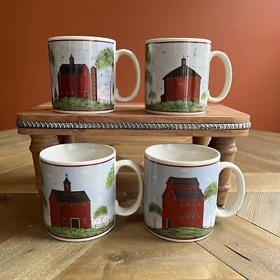 Warren Kimble BARNS Set Of 4 Coffee Mugs Red  Cottagecore Sakura • $24.99