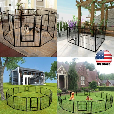 $130.98 • Buy 24/31.5/40 H 16Panels Heavy Duty Metal Dog Playpen Exercise Fence Outdoor/Indoor