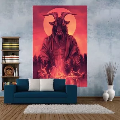 Dancing With The Devil Baphomet Occult Ritual Goat Satanic Dance Printed Fabric • $27