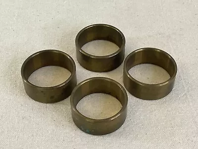 Vntg Solid Brass Round Napkin Rings Holders Four  Smooth Simple Design ~ Patina • $19