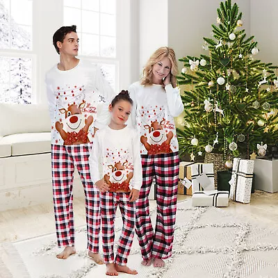 Family Matching Christmas Pyjamas Kids Adult Xmas Nightwear Pajamas Pjs Set 2023 • £7.95