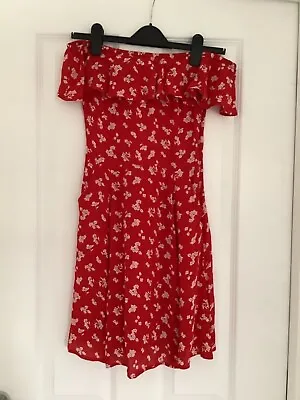 Miss Selfridge Womens Red Floral Dress Size Uk 8 • £7.50