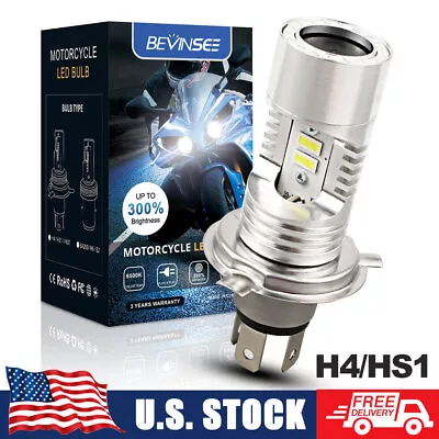 H4 HS1 9003 LED Headlight Motorcycle High Power Bulb Blue Angel Eyes Kit 25W 12V • $17.99