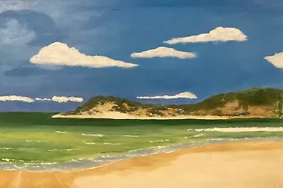 Beach Waves Ocean Sand Original Oil Painting Summer Queensland Summertime • $30