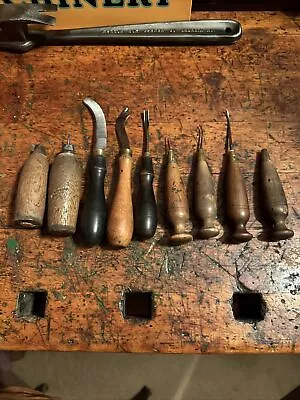 Lot Of 8 Vintage Antique Leather Tools And 1 Handle • $55