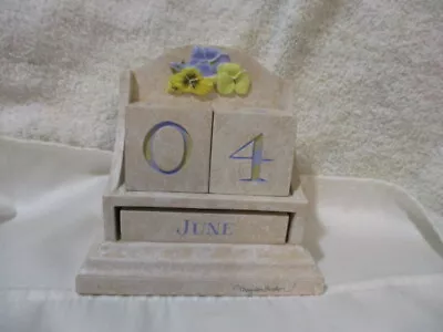 HALLMARK Marjolein Bastin Block Calendar W/Blue/Yellow Flowers & Numbers Signed • $18.99