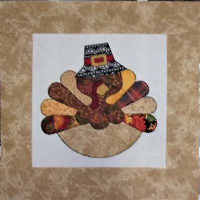 Scrappy Beige Gold Brown Turkey Mini Quilt Top Only Appx. 16 3/8 Inches Sq. #181 • $19.99