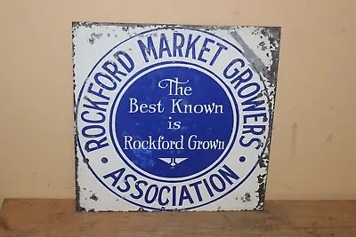 Vintage 1940's Rockford Market Growers Farm Corn Cow Pig Chicken Illinois Sign • $185