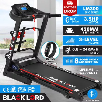 BLACK LORD Treadmill Electric Home Gym Exercise Run Machine Incline Fitness • $689.95