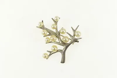 Sterling Silver Vintage Pearl Family Tree Symbol Pin/Brooch *46 • $49.95