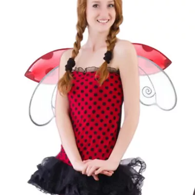  Ladybug Wings Silk Screen Girl Child Red Ladybugs Costume Halloween Teen Gifts • £10.55