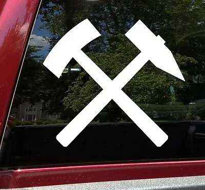 Crossed Hammer And Pick Vinyl Decal - Mining Heraldry Miner - Die Cut Sticker • $18.49