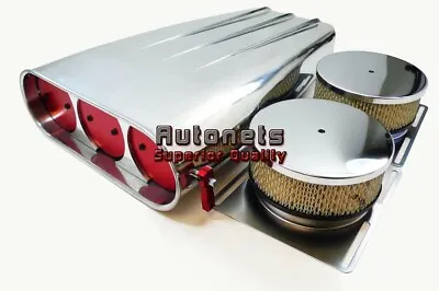 Polish Aluminum Fin Single/Dual Carb 4BBL Red Butterfly Street Air Scoop Blower • $275.95