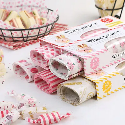 £7.33 • Buy 50Pcs Wax Paper Grease Food Wrapping Paper For Bread Sandwich Oilpaper Baking-TM