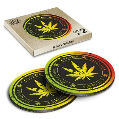 £4.99 • Buy 2 X Boxed Round Coasters - Cannabis Weed Marijuana Stamp  #5861