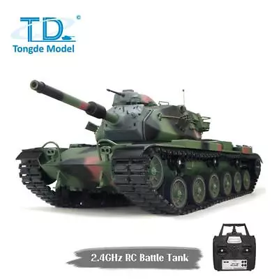 Tongde M60A3 1/16 Remote Control Infrared Battle Tanks Camo Green RC Tank Lights • $284.49