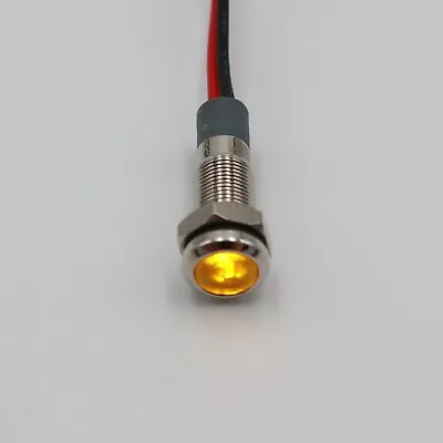 5Pcs 6mm Metal Waterproof 12-24VDC Mini LED Signal Indicator Light With Wire • $3.16