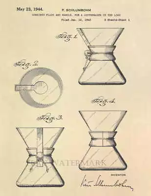 Chemex Coffee Pot US Patent Art Print - Antique Vintage French Cafe Decor - 819 • $12.77