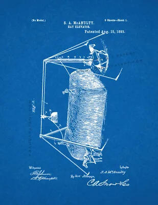 Hay Elevator Patent Print Blueprint • $19.63