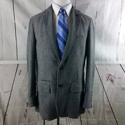 Territory Ahead Mens Sz L Elbow Pads Gray Herringbone Western Blazer Sport Coat • $67.99