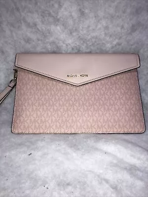 Michael Kors Wristlet Jet Set Monogram Pink  Large Zip Bag 10 By 15 • $70