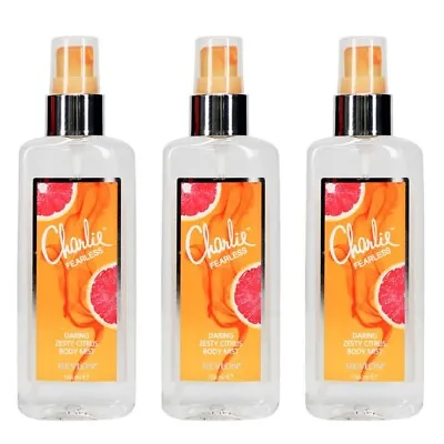 Revlon Charlie Body Mist Spray Fearless Daring Zesty Citrus Fragrance 100ml X 3 • £6.48