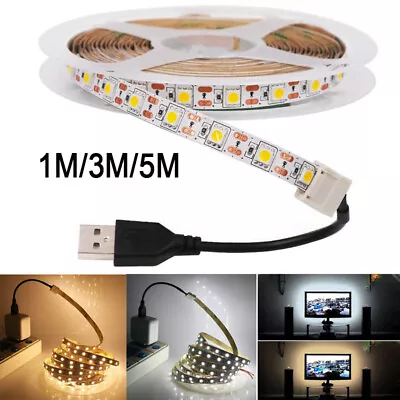 5V USB 5050LED Strip Lights TV Backlight Flexible Tape Under Cabinet Lighting UK • £2.94