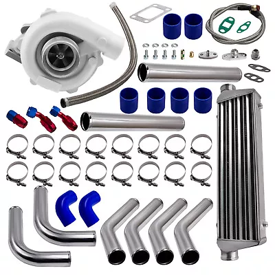 T3/T4 T04E Universal Turbo Kit 0.63 A/R W/Oil Line+ Intercooler + Piping Pipes • $340.99