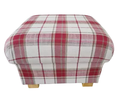 Laura Ashley Fabric Storage Footstools Pouffes Accent Highland Check Cranberry • £129.99