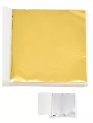 5 Sheets Edible Gold Leaf 8.5cm X 8.5cm 24 Carat +2 FREE Edible Silver Sheets • £3.99