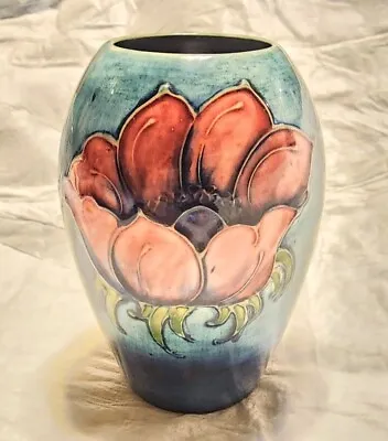 1950's  Moorcroft Anemone Vase Pale Green Ground 5 1/4  • $160