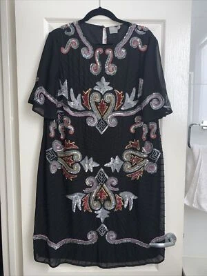 $80 • Buy ASOS  BNWT Sequinned Beaded Black  Dress 14 To 16