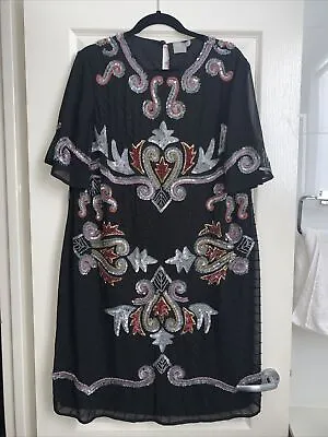 $80 • Buy ASOS  BNWT Sequinned Beaded Black  Dress 14 To 16