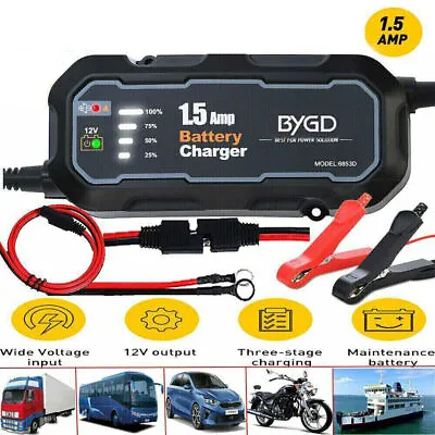 SAE Smart 12V Motorcycle Motorbike Car Battery Charger Automatic Smart Trickle • £15.85