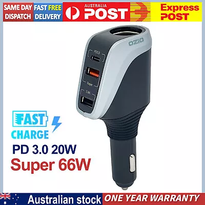 Cigarette Lighter Socket Charger 3-USB PD 20W 12/24V QC 3.0 Splitter Power 188W • $19.99