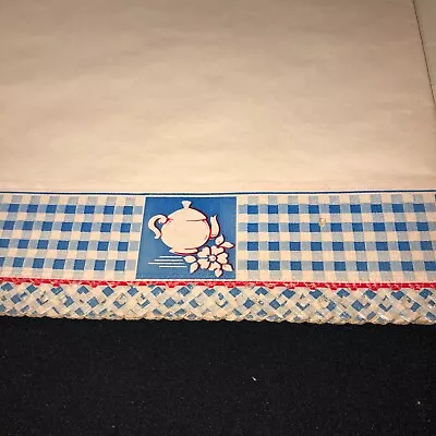 Vintage 1940s ROYLEDGE Kitchen SHELF PAPER 9 FT Unused Blue White Red TEA POT • $24.95