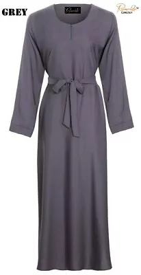 ESSENTIAL Regular Fit Plain Dubai Abaya With BELT+POCKET Is Made By NIDA Fabric. • £19.99