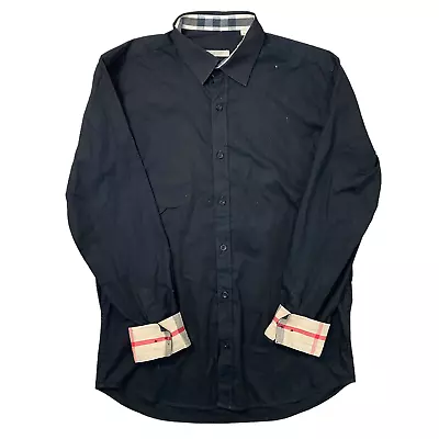 £119.99 • Buy Burberrys Brit Black Shirt Nova Check Regular Long Sleeve Mens Large