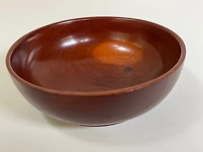 Vintage Genuine Dark MAHOGANY WOOD Round Serving Trinket BOWL Hand Made In HAITI • $20