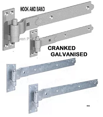 12  Gate Cranked Hook & Band Hinges Heavy Duty Stable Garage Shed Barn Door  D30 • £12