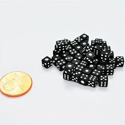 50pcs 5mm Six Sided D6 .197 Inch Die Small Tiny Mini Miniature Black Dice W/ Bag • $12.49