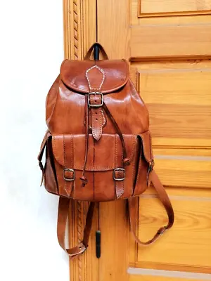 Moroccan Leather Backpack Handmade Unisex BackpackBoho Leather Backpack • $69