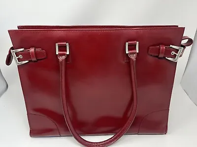 Franklin Covey Red Leather Laptop Zip Tote Vintage  Bag • $32