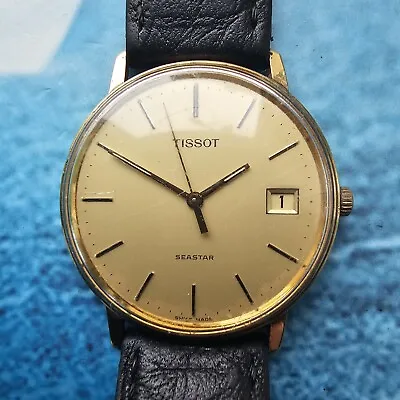 Vintage 9k Solid Gold Tissot Seastar Quartz Men's Watch 9ct • £229