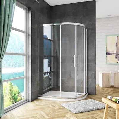 Quadrant Shower Enclosures Sliding Door Tempered/NANO Glass Wet Room +Stone Tray • £132