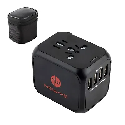$29.99 • Buy NEWAVE 4 Port USB-A 3.4A Smart Universal International Travel Adapter Charger Bk