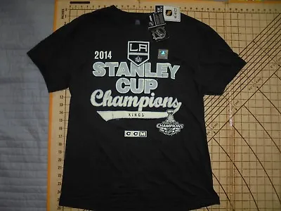 Adult Small Black Reebok Nhl L.a. Kings Stanley Cup Champs 2014 T-shirt - Nwt • $15
