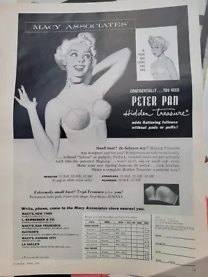 1953 Womens Peter Pan Hidden Treasure Bra Vintage Fashion Macy's Ad • $9.99