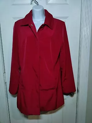 Merona Red Rain/Windbreaker Jacket Mid Length Hip Pockets Snap Button M • $27